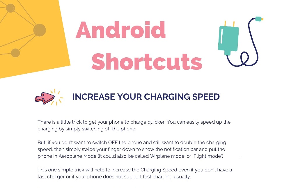 Android shortcuts - Increase your charging speed