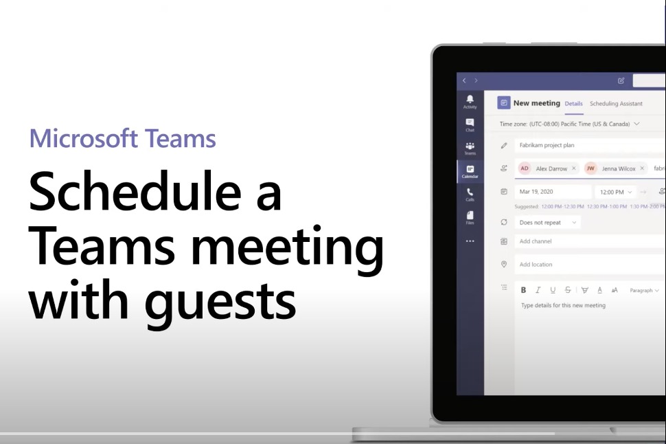Teams – Setting up a Microsoft Teams meeting